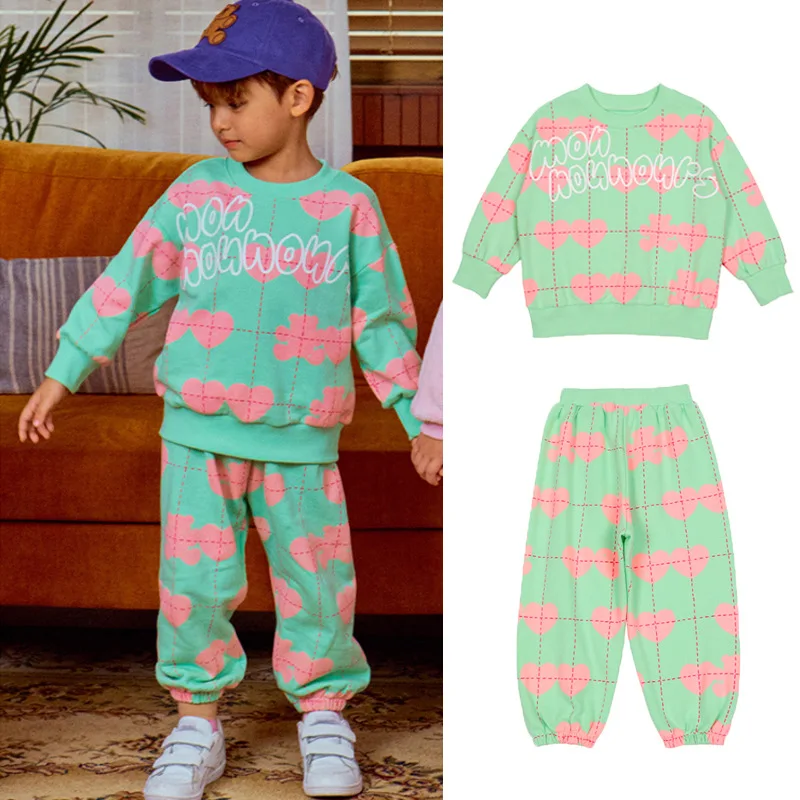 

Kids' Sweatshirt Set 2025 Winter New Arrival Printed Fashion Fleece-Lined Warm Boys' Hoodie & 100% Cotton Thickened Casual Pants