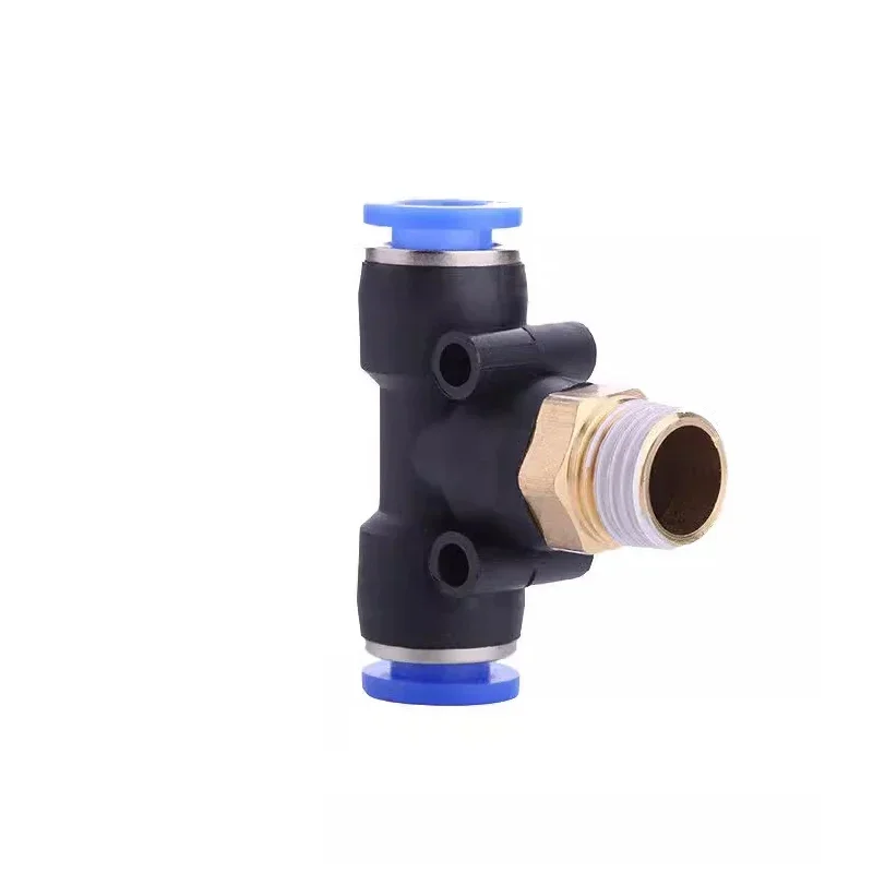 PB Tee T type Pneumatic Fitting Quick Connector 6-12mm Hose Tube to 1/8 1/4 3/8 1/2 Thread Air Compressor Joint Coupler