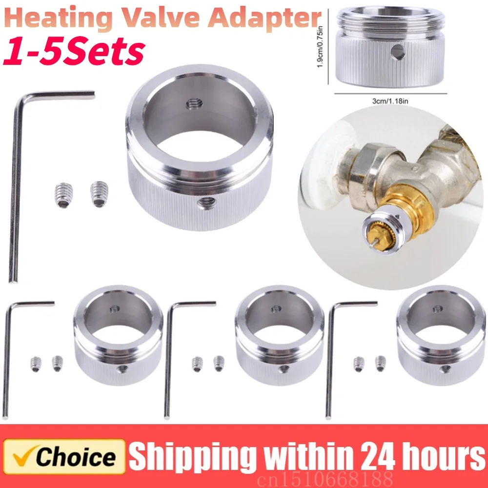 1-5 conjuntos de adaptador de válvula de aquecimento m30x1.5 adaptador de cabeça de termostato de válvula de radiador de aço inoxidável com tira para válvula ra rav ravl
