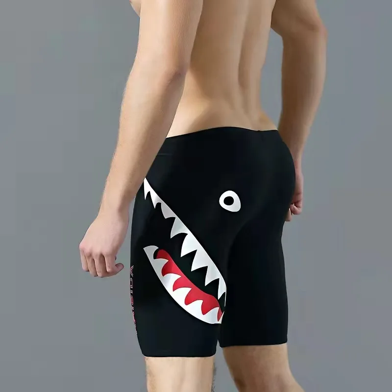 (XL-3XL) męska Shark kąpielówki długie dna szybkie suche elastyczne pięciopunktowe kąpielówki plaża strój kąpielowy gorąca wiosna stroje kąpielowe