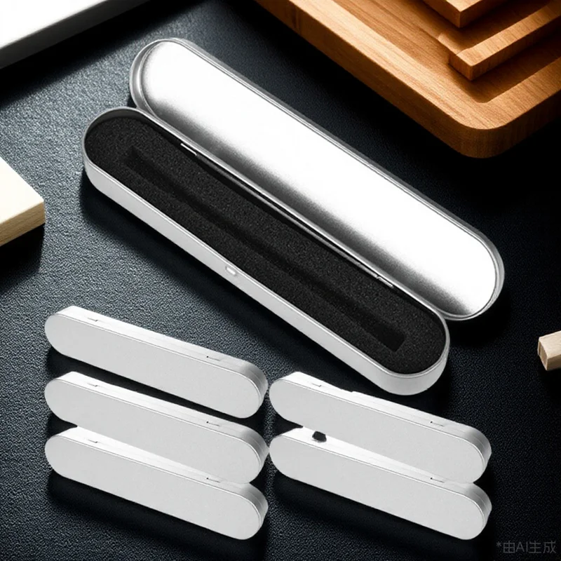 Astuccio per matite in latta da 6 pezzi, portatile, in metallo, per cancelleria, con fodera in spugna, per studenti scolastici, per uso quotidiano, resistente all'usura