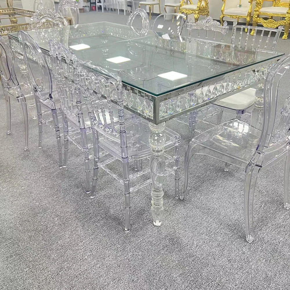 Luxury Popular Glass Curved Table Acrylic Dinning Desktop Wedding Decoration Flower For Wedding Table