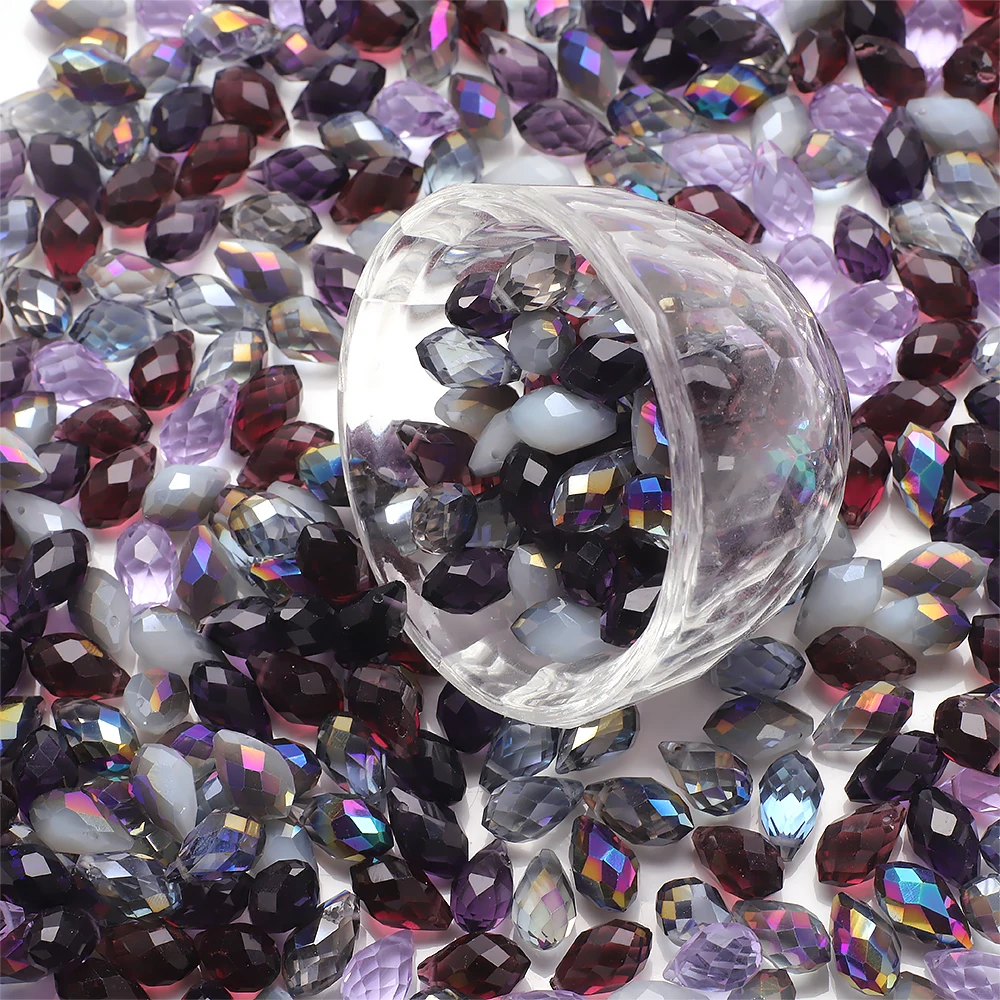 30 Teile/los Grünes Kristallglas Facettierte Teardrop Lose Perlen Handwerk 8x13mm für Schmuck Machen Halskette Kleidungsstück DIY Zubehör