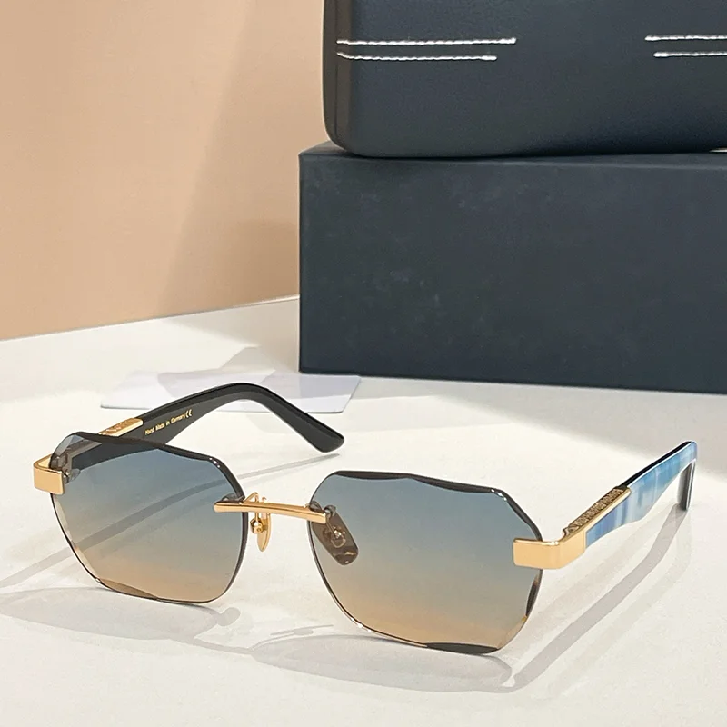 

Солнцезащитные очки KIZN THE ARTIST IV: мужские, классические, люксовые, с алмазной огранкой, без оправы, трендовые, 2025, в полоску, зеленые, из ацетата