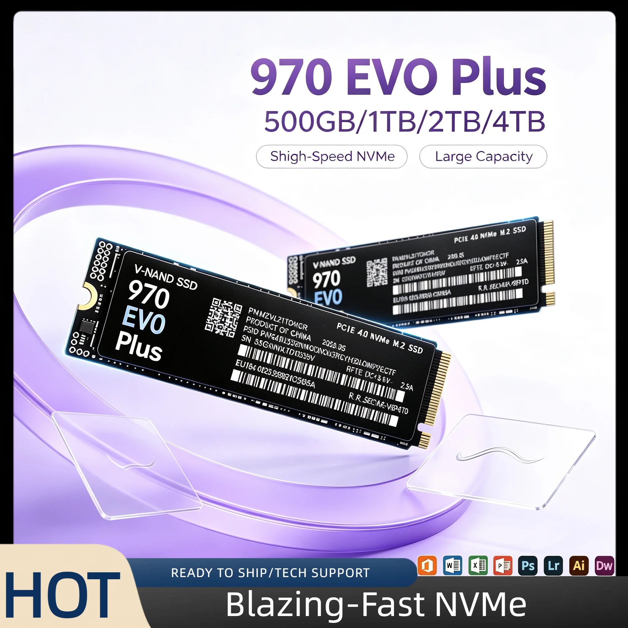 Gaming PC PS5 Laptop 970 EVO Plus M.2 NVMe SSD 7400MB/s PCIe Gen4 X4 3D NAND TLC 2280 Solid State Disk Upgrade