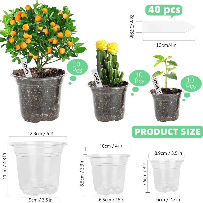 

Transparent Nursery Pot for Orchids Herbs with Drainage Hole Clear Planting Flowerpot - Gardening Essential