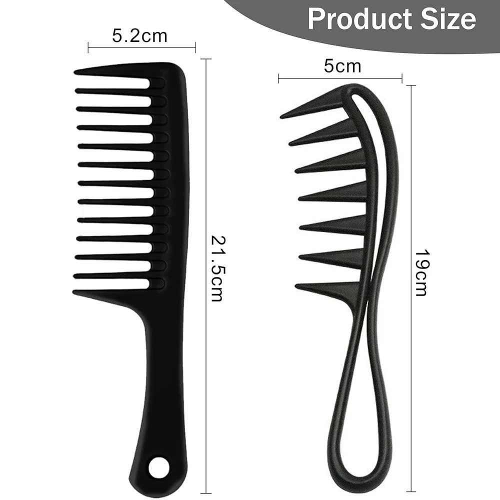 2 Pcs Professional Comb Set, Large Tooth Curl Comb Shark Teeth Hair Hairstyle Tool for Curly Wet Wavy Thick Hair Wigs Barber