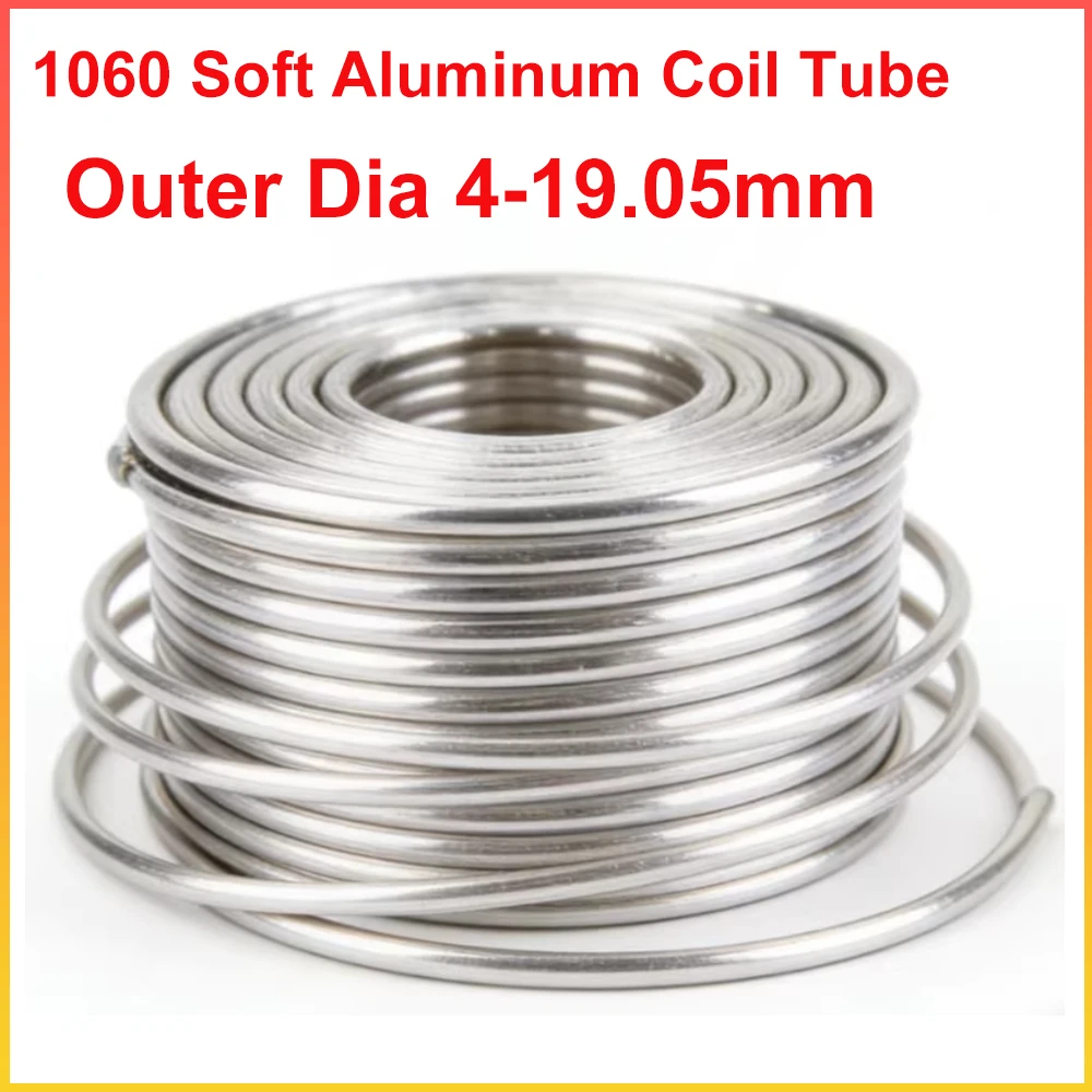 5M 1060 Soft Aluminum Coil Tube Outer Dia 4-19.05mm Air Conditioning Refrigerator Lubricating Oil Tube Coils Pipe Cooling Outer
