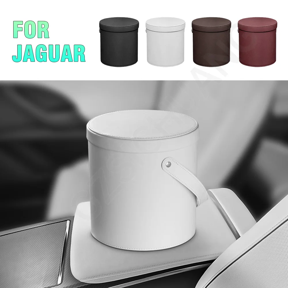 

Car Trash Can Leather Circular With Cover Trash Can Car Accessories For Jaguar XFR XJ XJ6 XJ8 XJ12 XJR XJL XK XK8 XKR X150 X250