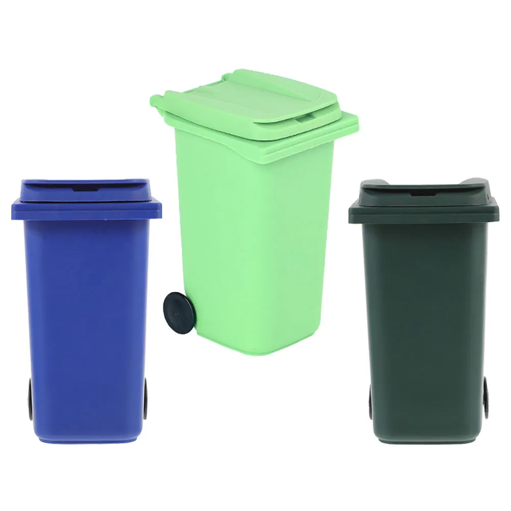 

3 Pcs Mini Trash Can Pen Holder Pretty Holds Bin Bedroom Garbage Desk Plastic Storage Bucket Pencil Cup Office Desktop