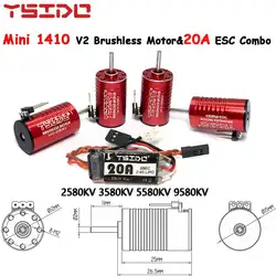 YSIDO Mini 1410 V2 Brushless Motor 2580KV 3580KV 5580KV 9580KV w/ 20A ESC Combo for Kyosho Mr03 Pro Atomic DRZ 1/24 1/28 RC Car