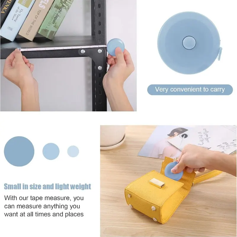 1Pc Retractable Tape Measure Soft Boby Fabric Measuring Tape 60 Inch(1.5Meters) Small Sewing Tape Measure Double Scale Ruler