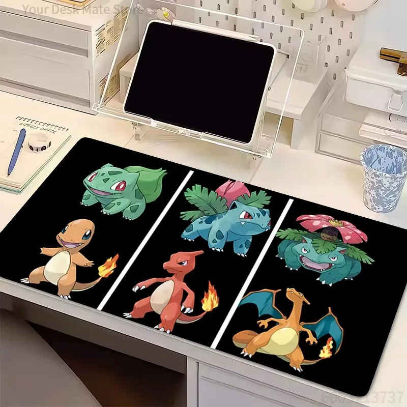Pokemon Starter Evolution Large Gaming Mouse Pad Anime Non Slip Rubber Desk Mat Keyboard Table Mat for Game Office PC Decor
