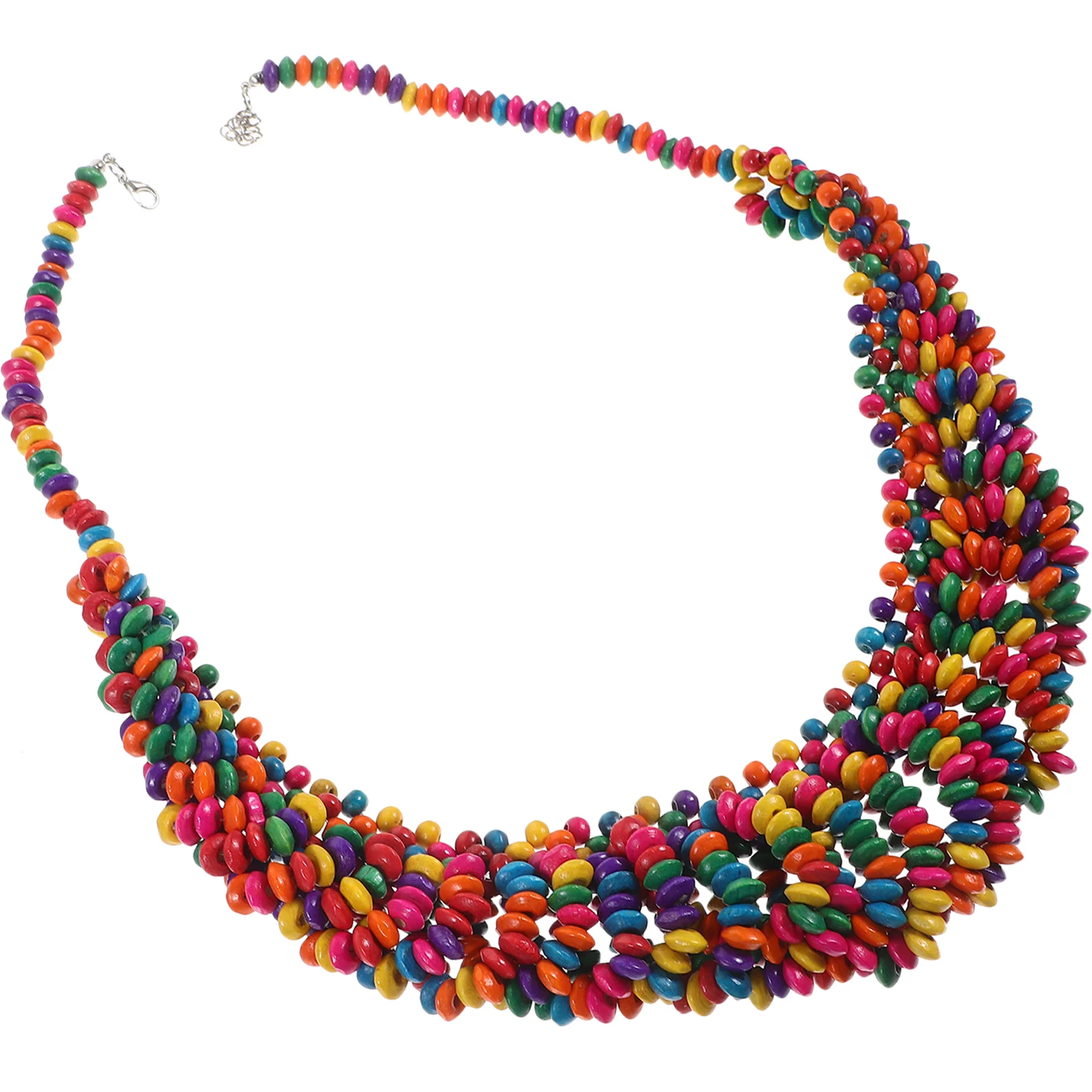 

Bohemian Tassel Colorful Necklaces For Girls Wooden Beads Adjustable Length Necklaces for Women Boho Style Beaded Chain