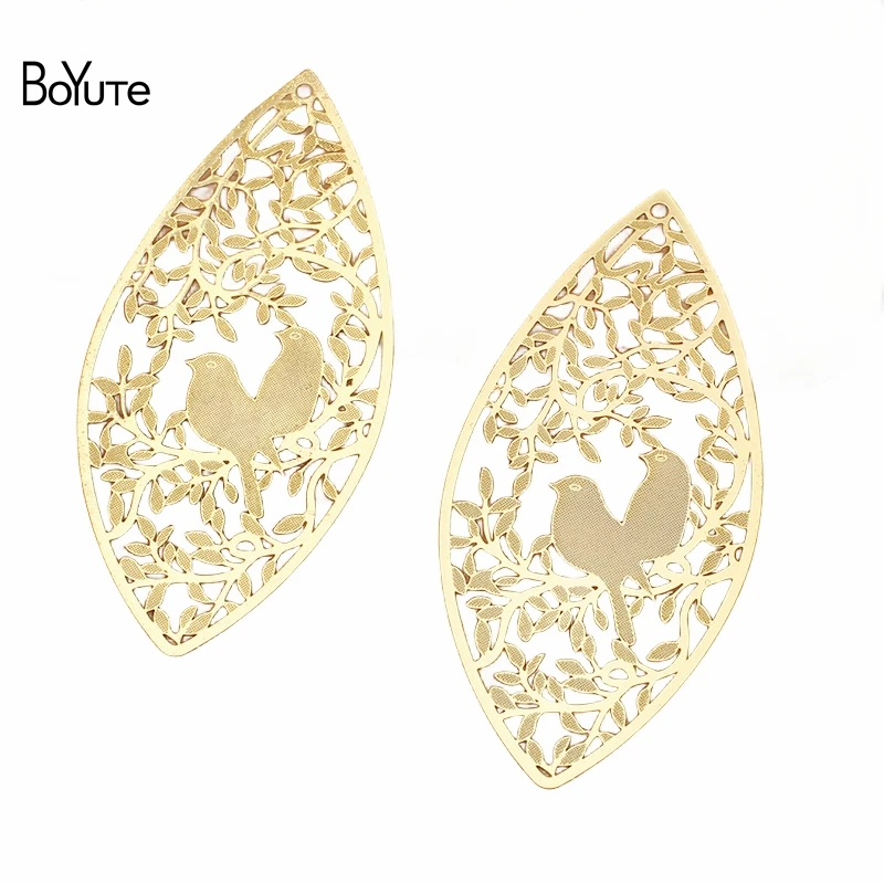 

BoYuTe (10 Pieces/Lot) 35*72MM Big Filigree Bird and Branch Pendant Sheet Brass Materials Diy Jewelry Accessories