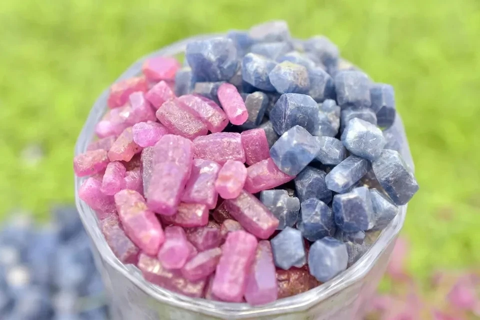 100.00% Natural Top Grade Ruby & Blue Sapphire Raw Loose Gemstone Lot 100.00 Ct