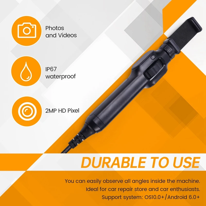 Industrial Endoscope With 8Mm Articulating Camera 1080 Two-Way Articulating Borescope Cars Inspection For IOS Android 2M