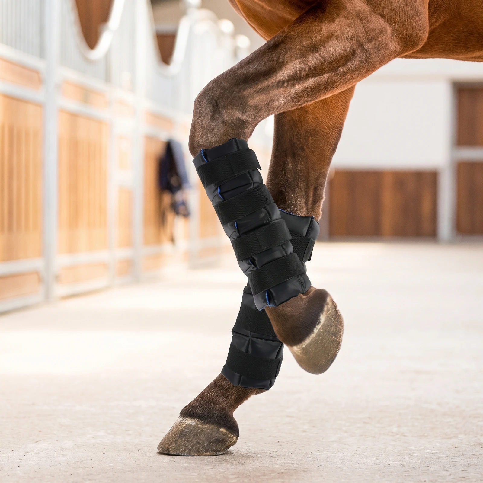 Horse Leg Ice Wrap Quilted Horse Ice Packs Cooling Wrap with Elastic Straps Padded Secure for Horses, Post-Workout Recovery