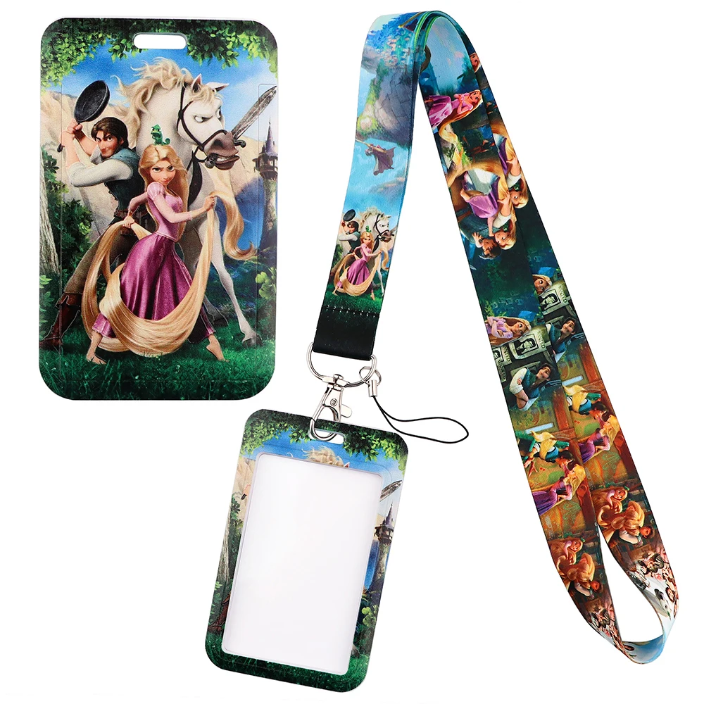 YQ348 Rapunzel cordino aggrovigliato collana corda per telefono ID chiave Campus Card Badge Holder cartone animato tracolla portachiavi Lariat