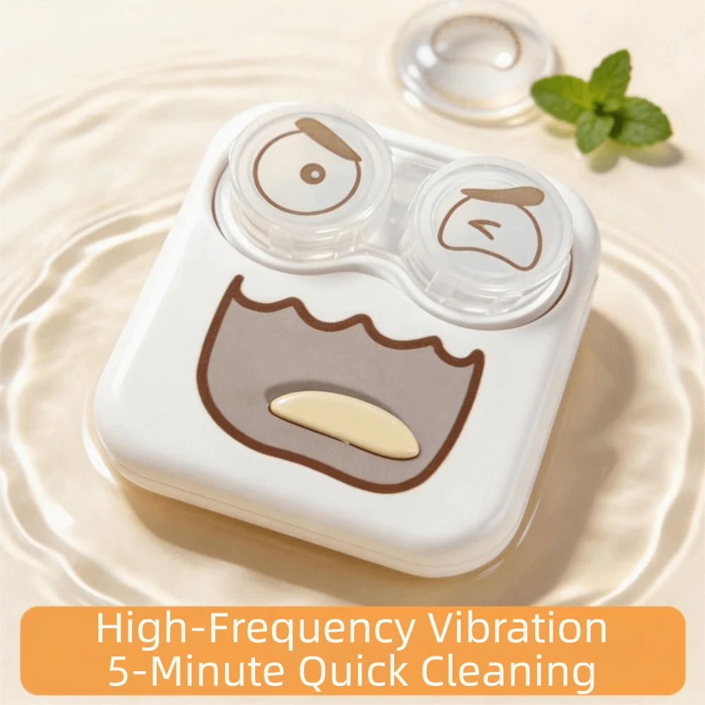 Portable Contact Lens Washer Fast Cleaning Quiet Care Lens Cleaner Case Battery-Powered Contact Lens Vibration Wash Cleaner