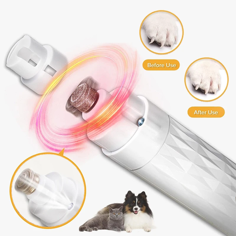

Rechargeable Dog Nail Grinder USB Charging LED Light Pet Quiet Cat Paws Nail Grooming Trimmer Dog Nail Clippers Dogs Accessories