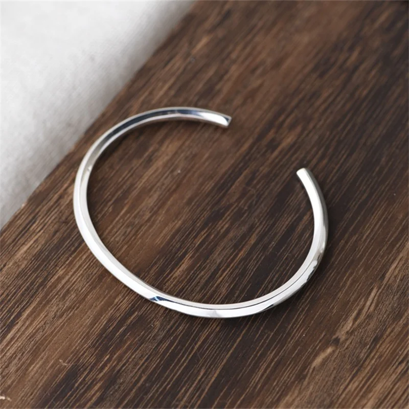 

Shining 925 Sterling Silver Facet Triangle Bangle for Women Minimalist Blank Jewelry Glossy Silver Trendy Bracelet Simple Bangle