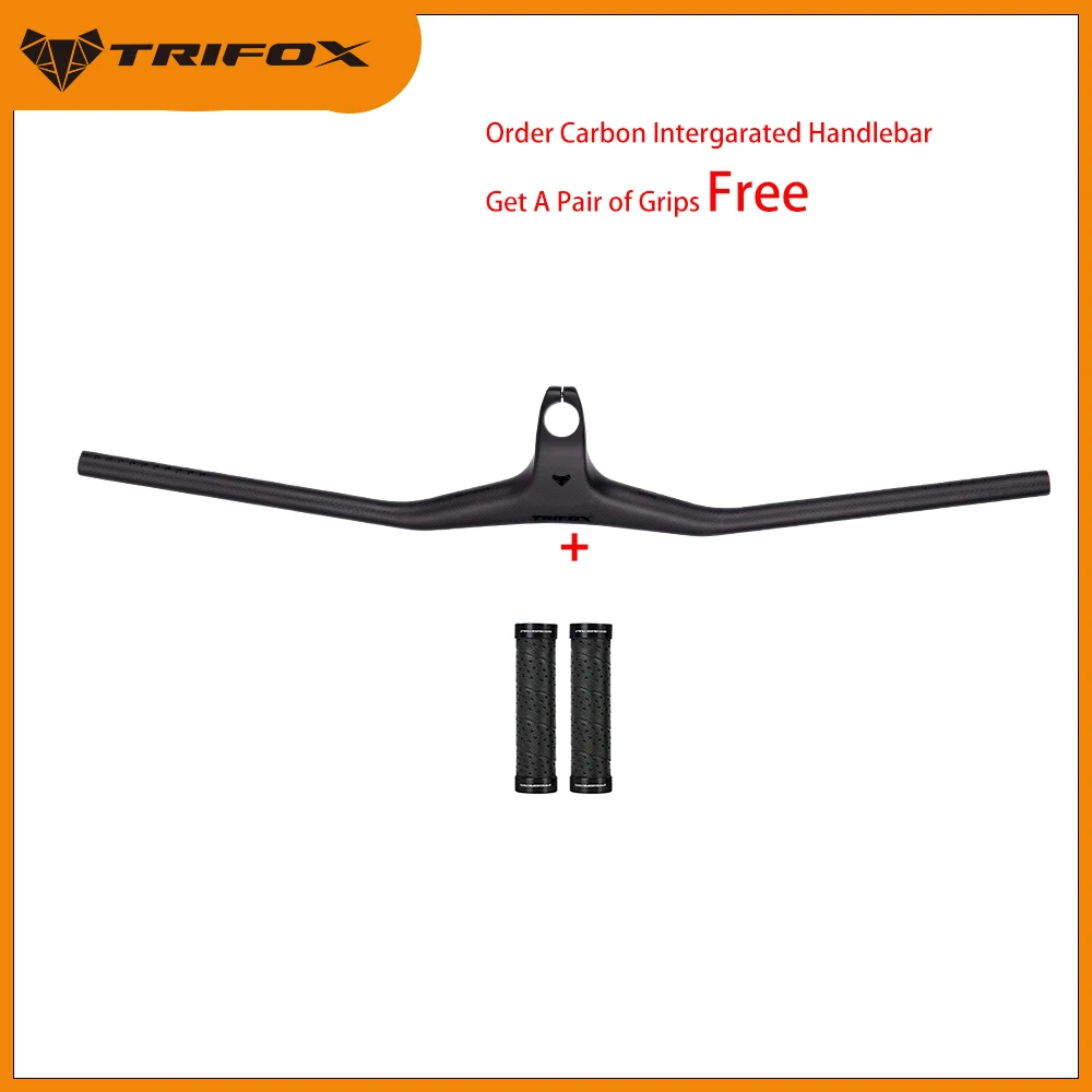 

TRIFOX Carbon Mountain Bike Handlebar 28.6mm Bicycle integrated MTB XC Downhill Handle Bar Stem 80/90/100/110mm with Grips