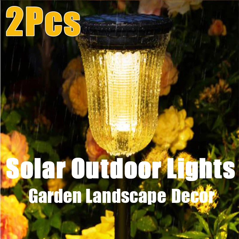 

2pcs Garden Solar Power Light LED Lamps Outdoor Landscape Path Yard Backyard Patio Waterproof for Lawns Gardening Pathway Decors