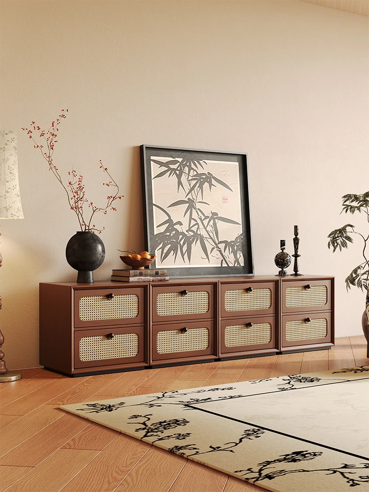 

The medium-aged style modular combination of solid wood multi-functional chest of drawers