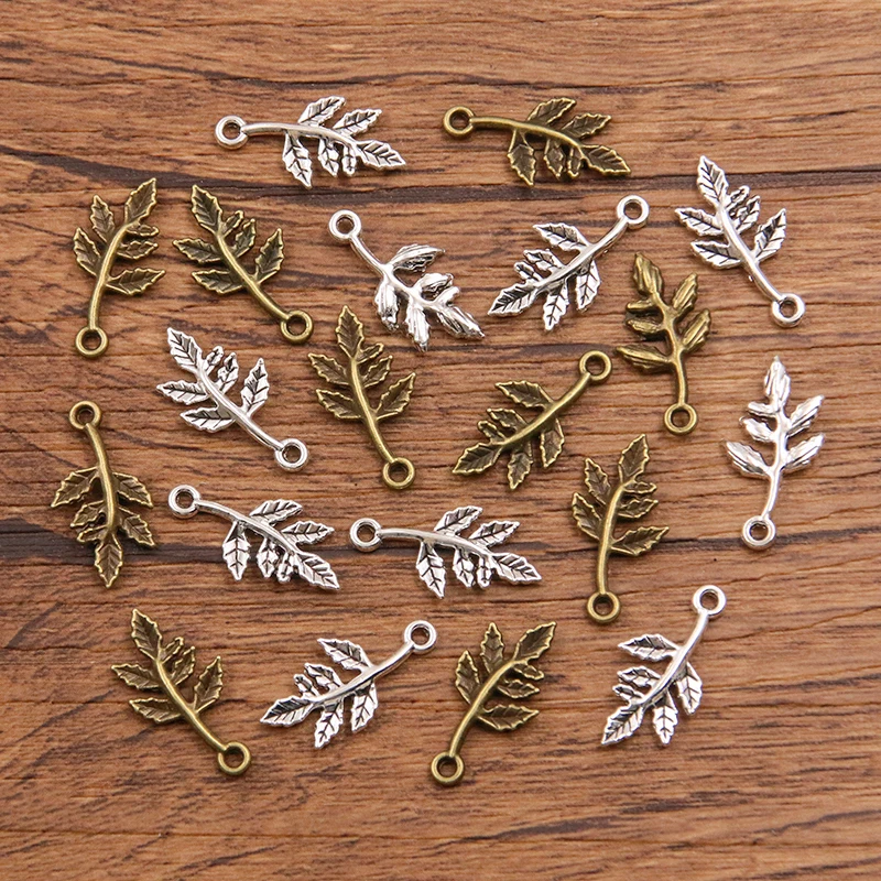 50PCS 10X20mm 2 Color Wholesale Metal Alloy Small Tree Branch Charms Plant Pendant For Jewelry Making DIY Handmade Craft