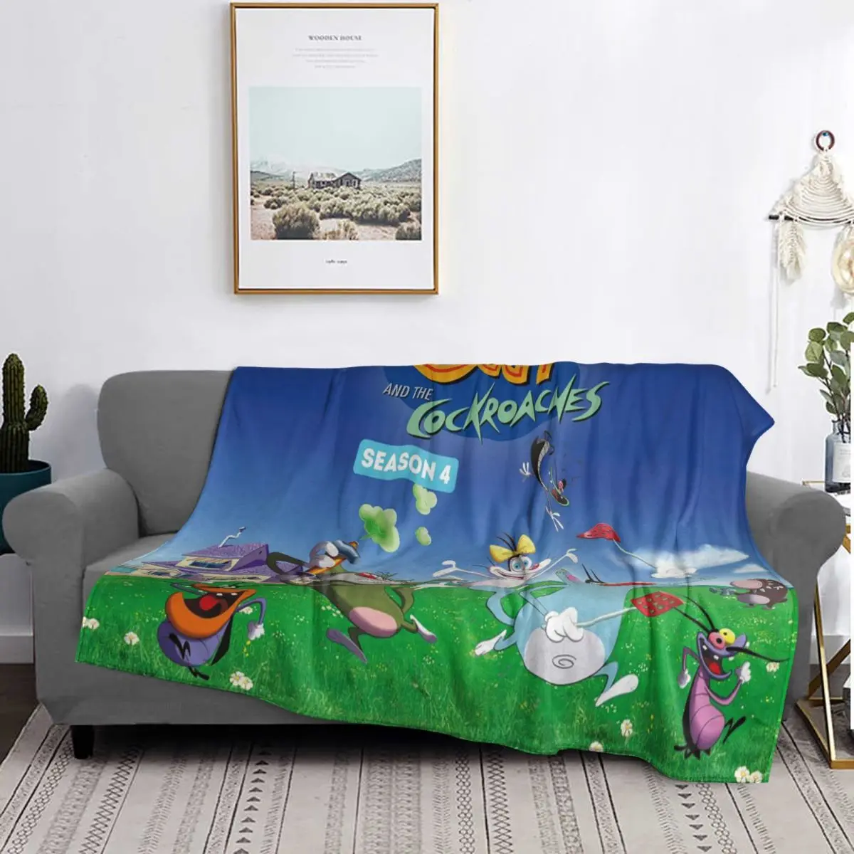 Animation Anime Film Oggy And The Cockroaches Blankets Soft Flannel Throw Blanket Plush for Bed Living room Picnic Travel Couch