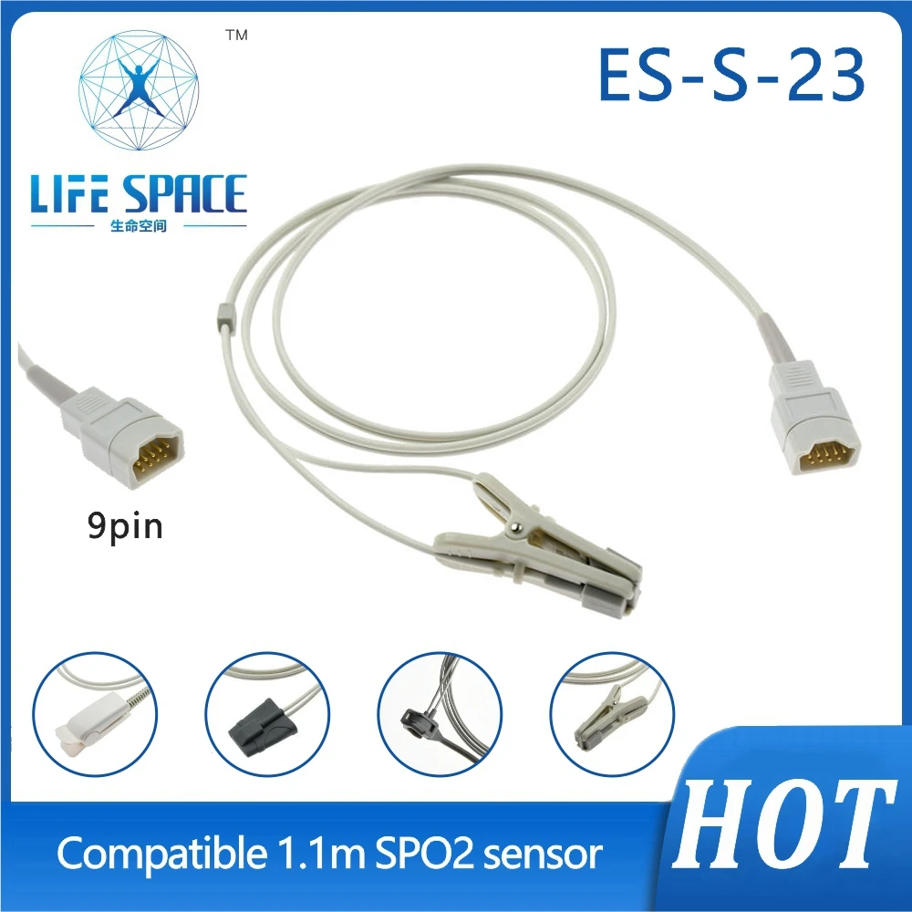 ES-SA-23 High quality Reusable  Short Cable Adult Reusable Oxygen Spo2 Sensor For NOVAMETRIX 512/513/710/715 MARS