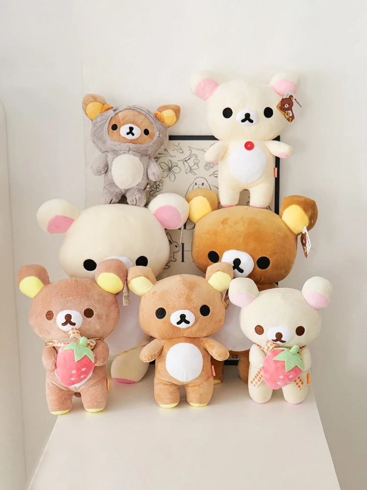 Original Rilakkuma การ์ตูนตุ๊กตา Plush ตุ๊กตาหมีนุ่มของเล่น Kawaii ตกแต่งห้องตุ๊กตาหมี Plushies น่ารักคู่หมี Xmas ของขวัญสําหรับหญิง