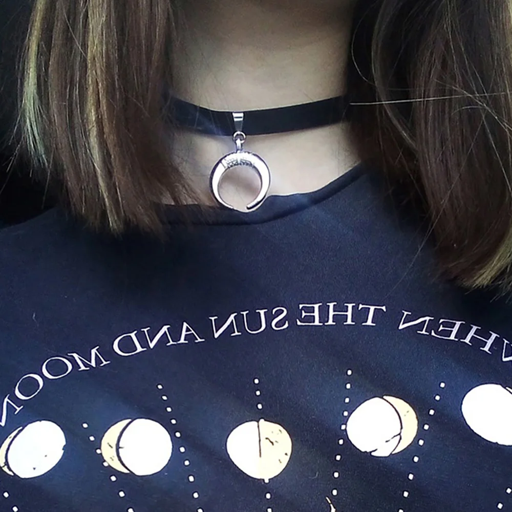Koreanische Mode Schwarz Leder Samt Halsband Halskette Punk Gothic Schmuck Halsband Vintage Goth Halskette für Frauen Geschenke Collier – Detail 11