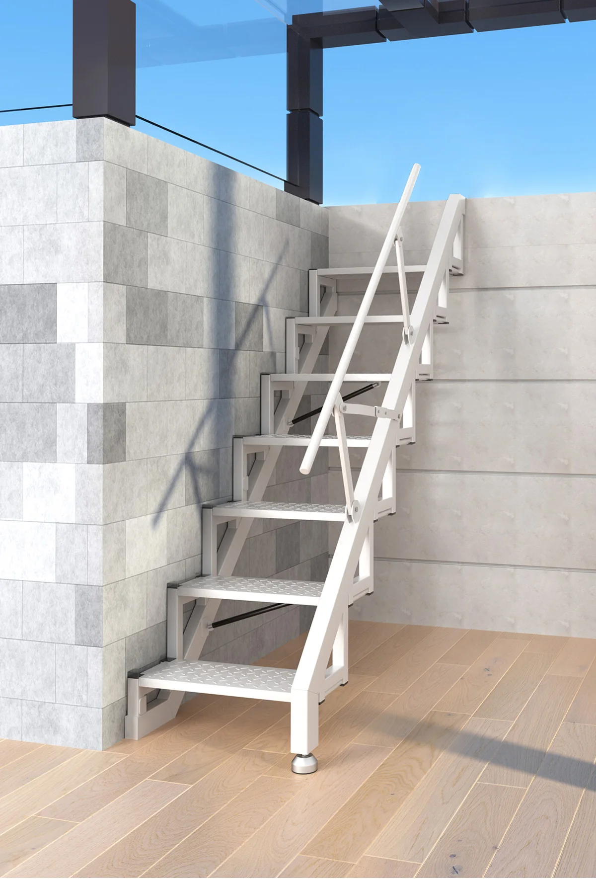 LMM indoor and outdoor duplex thermocline folding wall stepping ladder