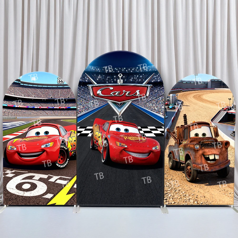 

Disney Pixar Cars Arch Backdrop Cover Birthday & Baby Shower Racing Track Theme for Kids Party Photo Booth Decor