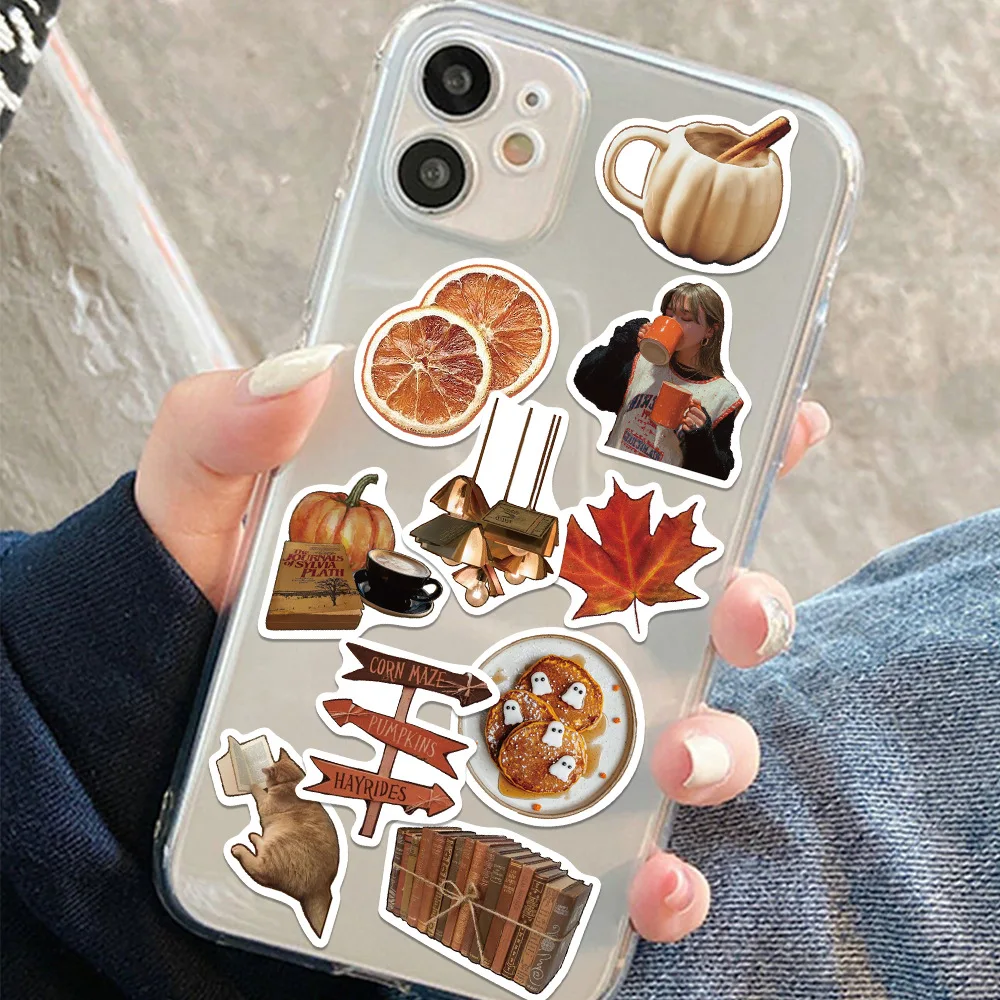 53 قطعة من الملصقات الجمالية البنية العتيقة Pinterest DIY ملصقات دراجة نارية حقيبة ديكور الهاتف المحمول الشارات