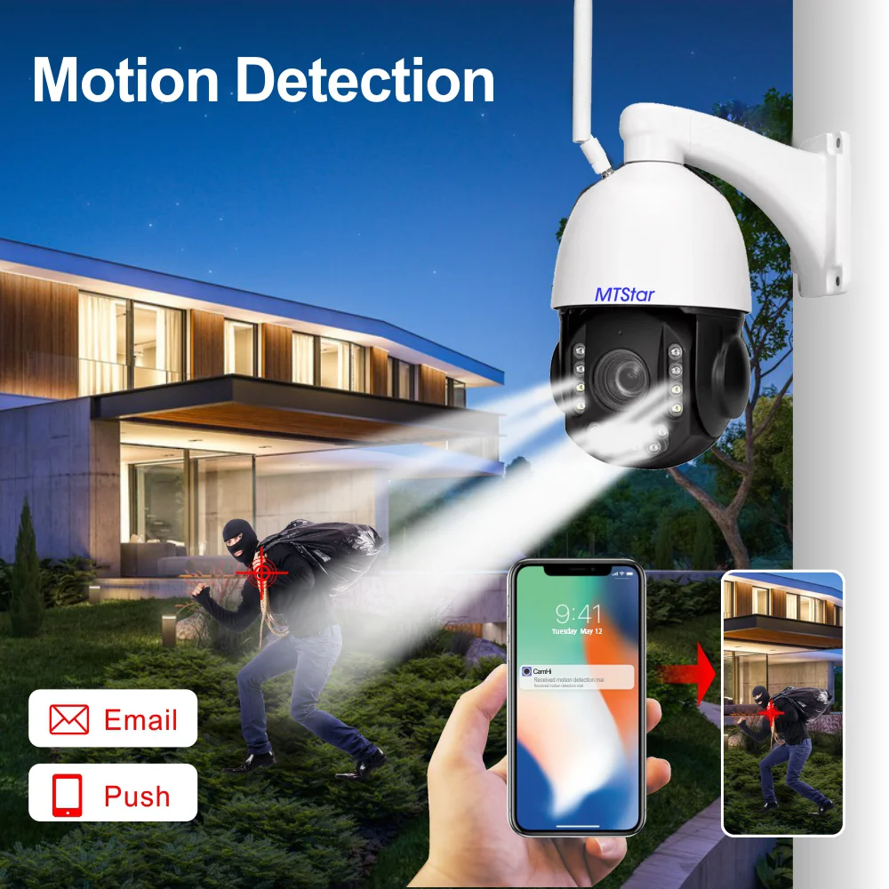 MTStar 4K 8MP Uitra HD IP PTZ  WIFI Human tracking 360° 30x Zoom  IR 150M Color Night Vision Security Camera