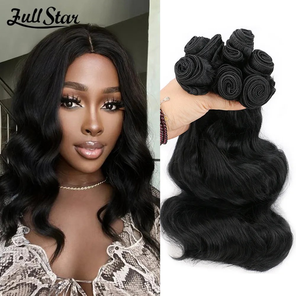 Full Star Ombre Wavy Hair Loose Wave Hair Weft Synthetic Hair 6Ps/Lot Bundles Black Ombre Burgundy Color Wavy Hair Extensions