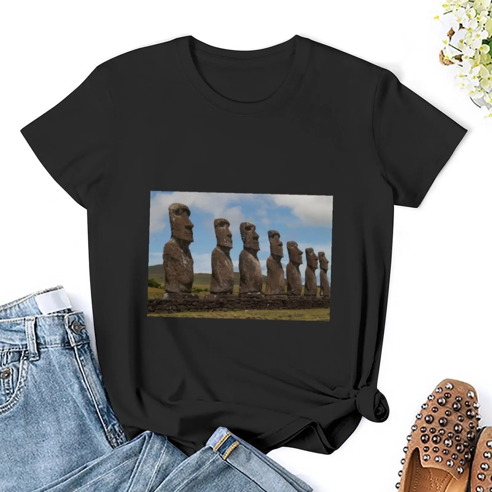 Mysterious Easter Island T-Shirt aesthetic clothes vintage clothes cute clothes summer tops graphic t-shirts for Women