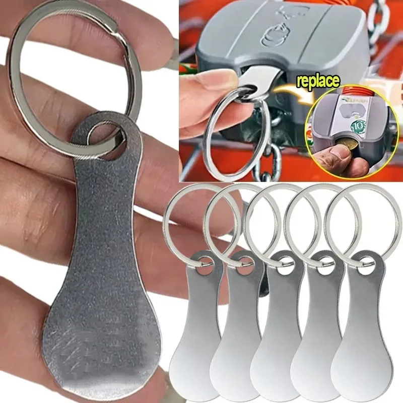 1/2/4/6pcs Metal Shopping Cart Tokens Trolley Token Key Ring Decorative Keychain Multipurpose Shopping Portable For Home Outdoor