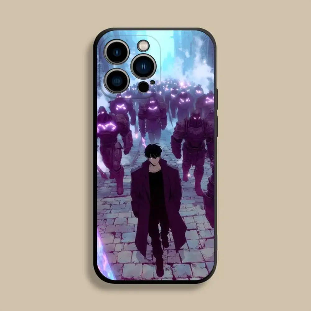 アニメ「ソロ・レベルアップ」スマホケース iPhone 17、16、15、14、13、12、Pro、Max、Plus、E、SE4、Air、Mini対応 ブラック ソフトカバー