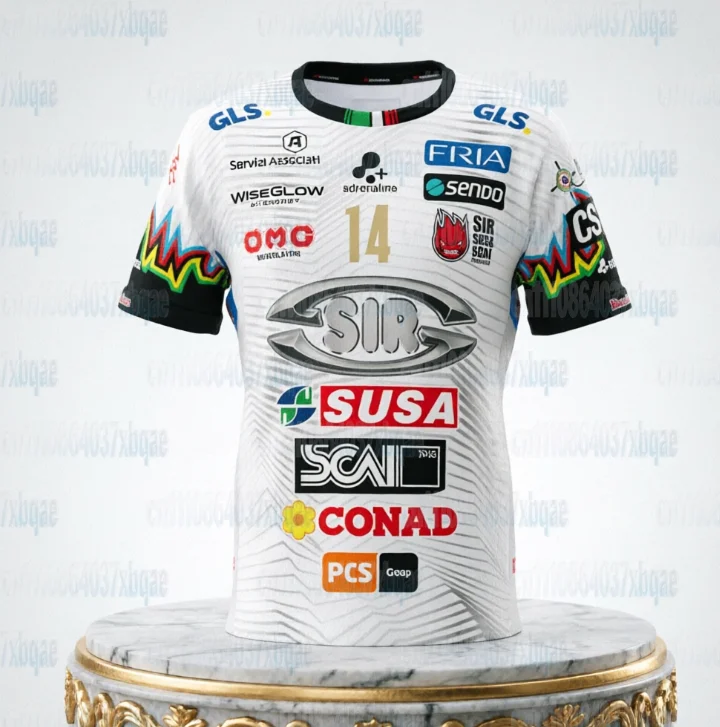 Sir Susa Scai Perugia Volleyballtrikot Kurzarm-Sport-T-Shirt Teamuniform Atmungsaktiv Schnelltrocknend Training Familienoutfit – Detail 4