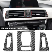 3Pcs Carbon Fiber Auto Central Control Air Conditioning Outlet Decorative Stickers Car Accessories For BMW 3 Series F30 3GT F34