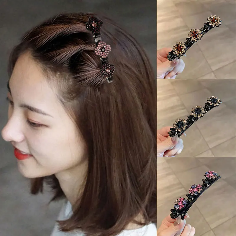 

Women 'Acryli Crystal Flowers Hair Clips Braid Hairpins for Women Girl Korean Style Clip Bangs Side Barrettes Hair Accessories