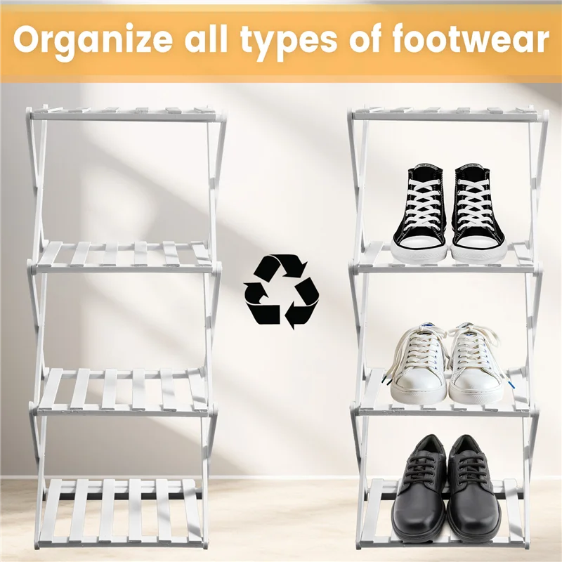 

AA50-Бамбуковая полка для обуви для прихожей — складной, узкий органайзер для небольших помещений, белый,