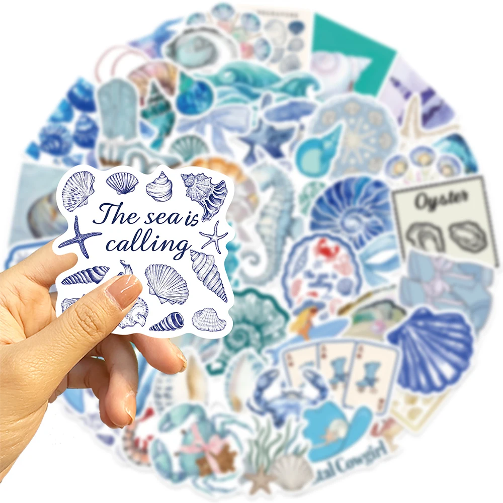 

10/30/50pcs Fresh Aesthetic The Coastal Girl Sticker Cute Ins Style Cartoon Sticker Scrapbook Phone Laptop PVC Waterproof Decals