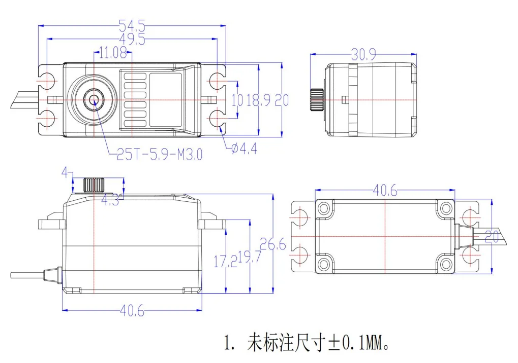 Feetech 7.4 فولت ترس فولاذي 33 كجم عزم دوران عالي 0.111s ونش مقاوم للماء رقمي ذكي قابل للبرمجة بدون فرش منخفض المظهر سيرفو RC سيارة