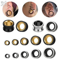 ZS 1 Piece 6-14MM Stainless Steel Ear Plug And Tunnel Double Colors Ears Gauges Flesh Expansion Stretcher Body Piercing Jewelry