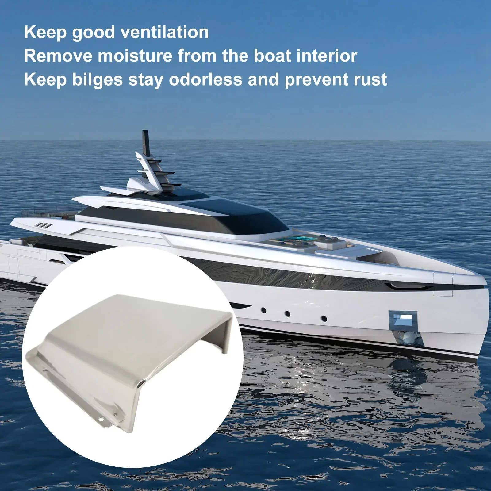 Marine Vent Cover 304 Stainless Steel with Nylon Base Moisture Proof for Boats Yachts Cowl Ventilator Cover Accessory